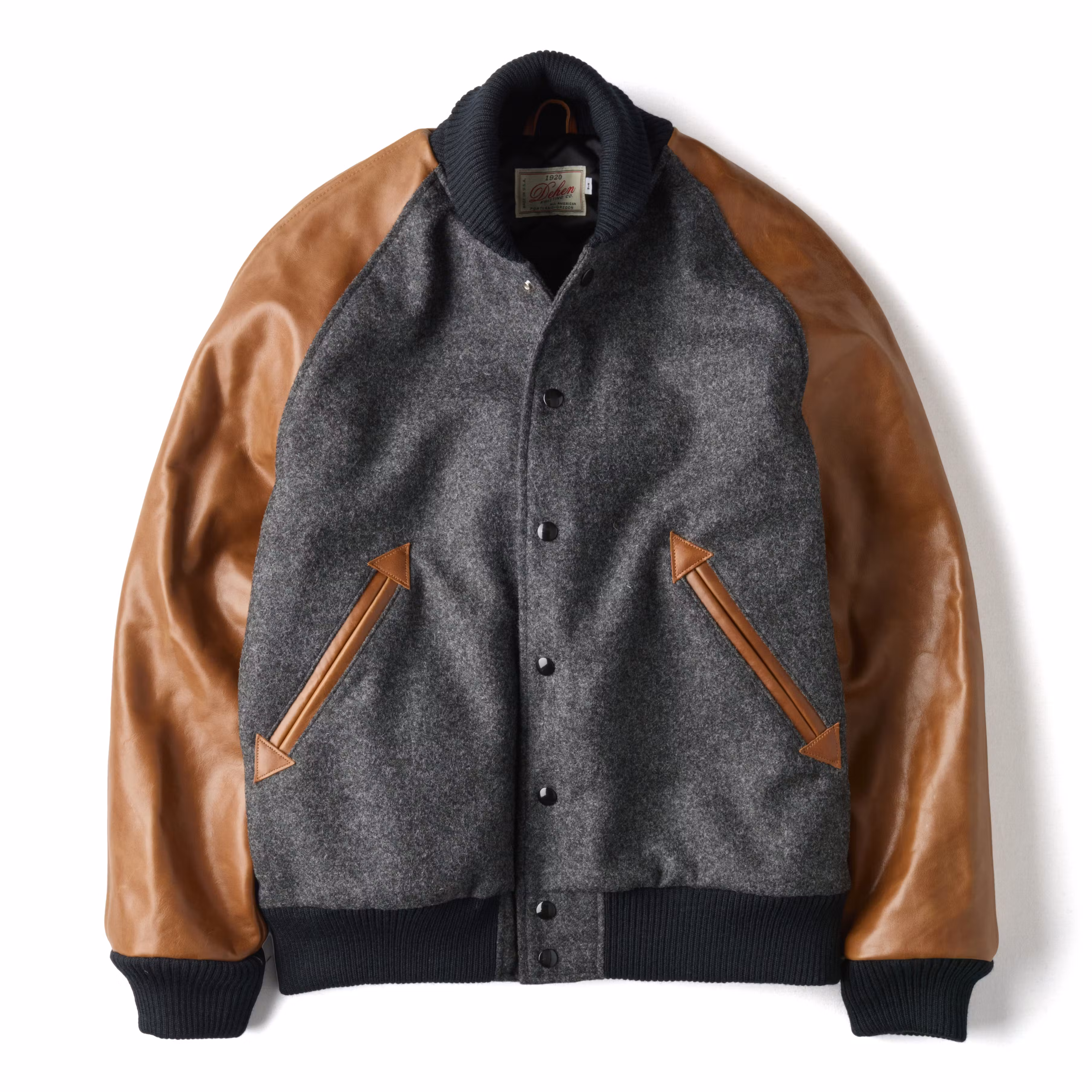 Leather and Wool-Blend Varsity Bomber Jacket