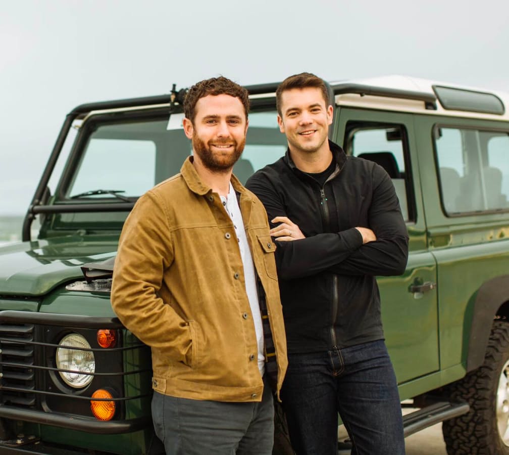 Richard and Andy with vintage Land Rover